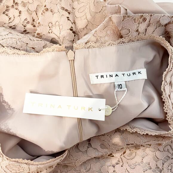 Trina Turk Lace Sleeveless Knee Length Sheath Dress Blush Pink 10 - Picture 3 of 4